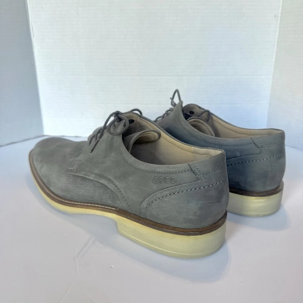 ECCO Men’s Gray Suede Perforated Oxford Shoes US 13 EU 47 Lightweight Comfort